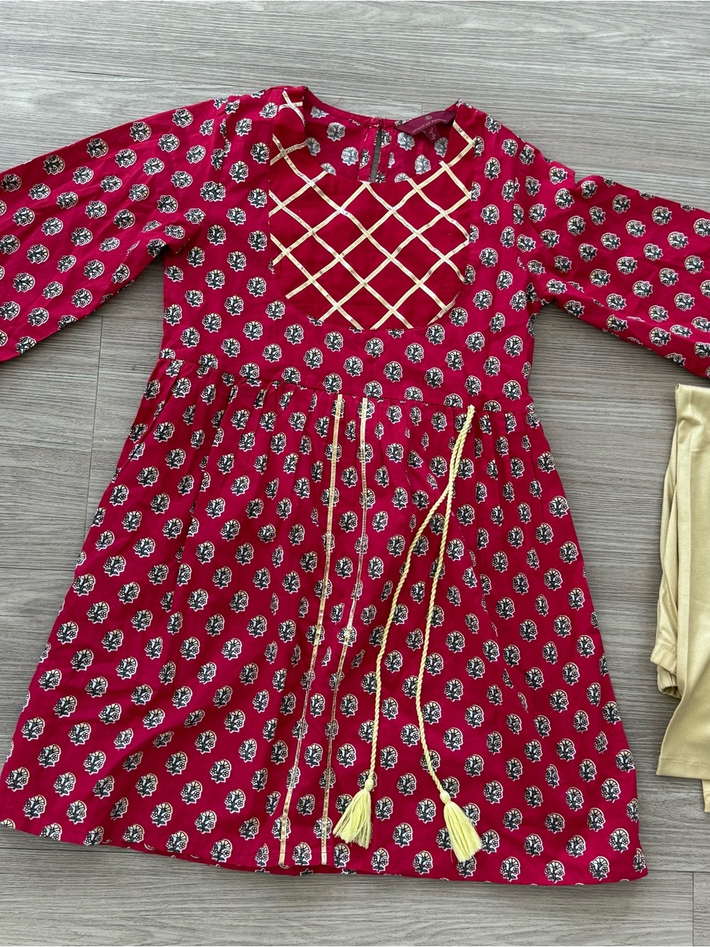 Biba Red Floral Kids set with Gold Details size 7-8Y